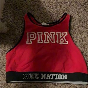 PINK red sports bra